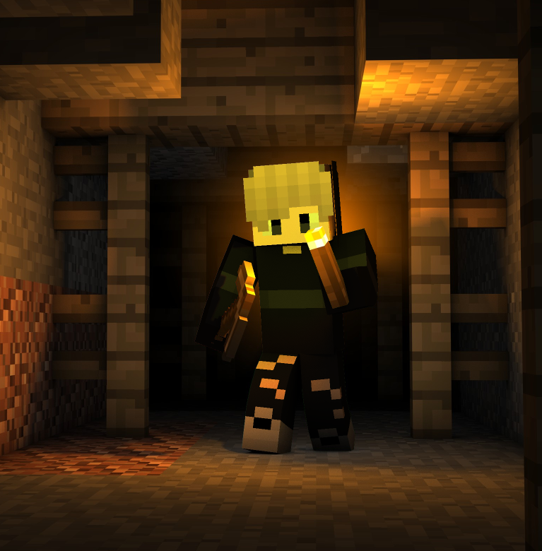 Minecraft-Charakter in einer Mine